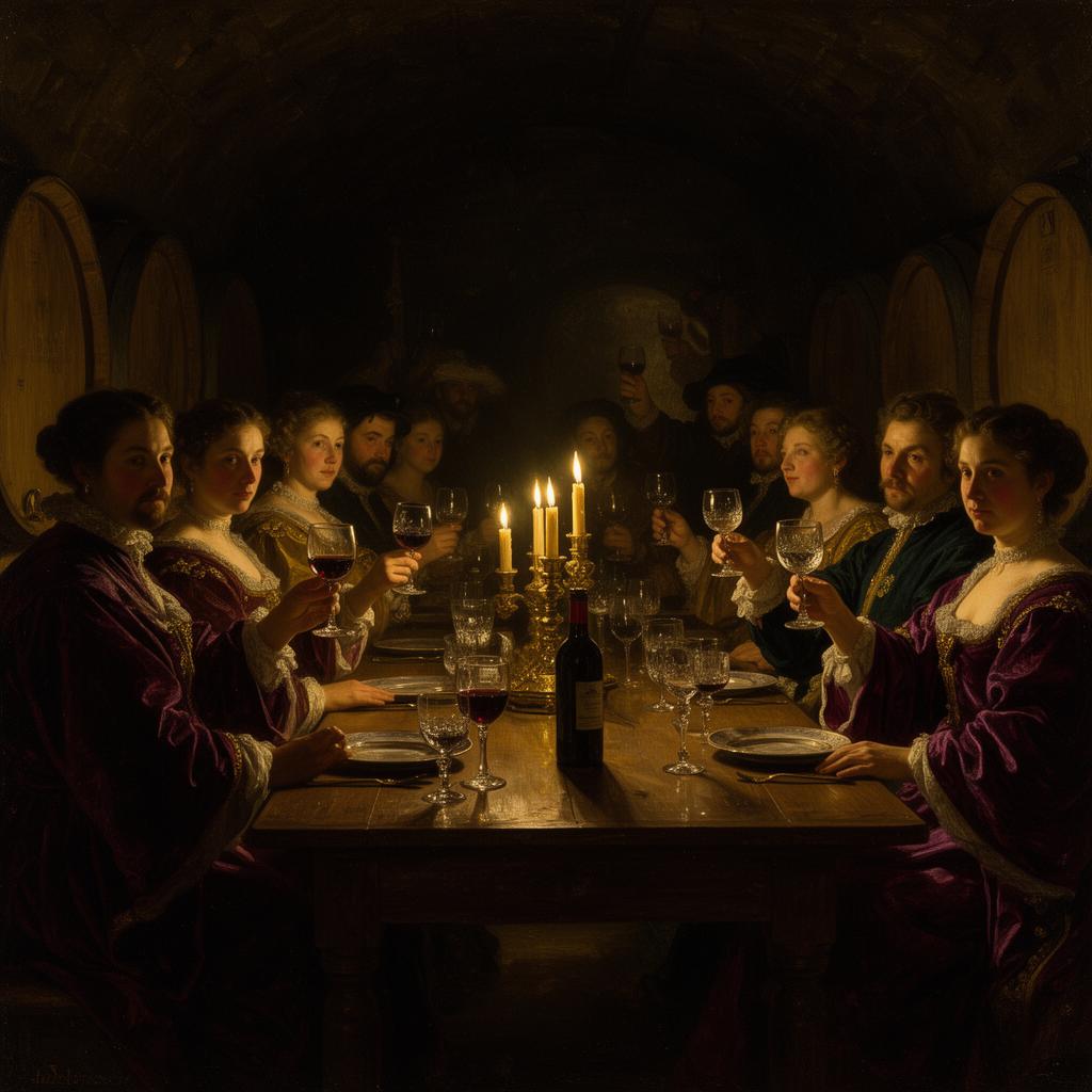Baroque candlelit wine tasting gathering