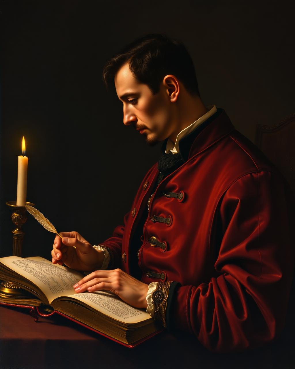 The sommelier with quill and book