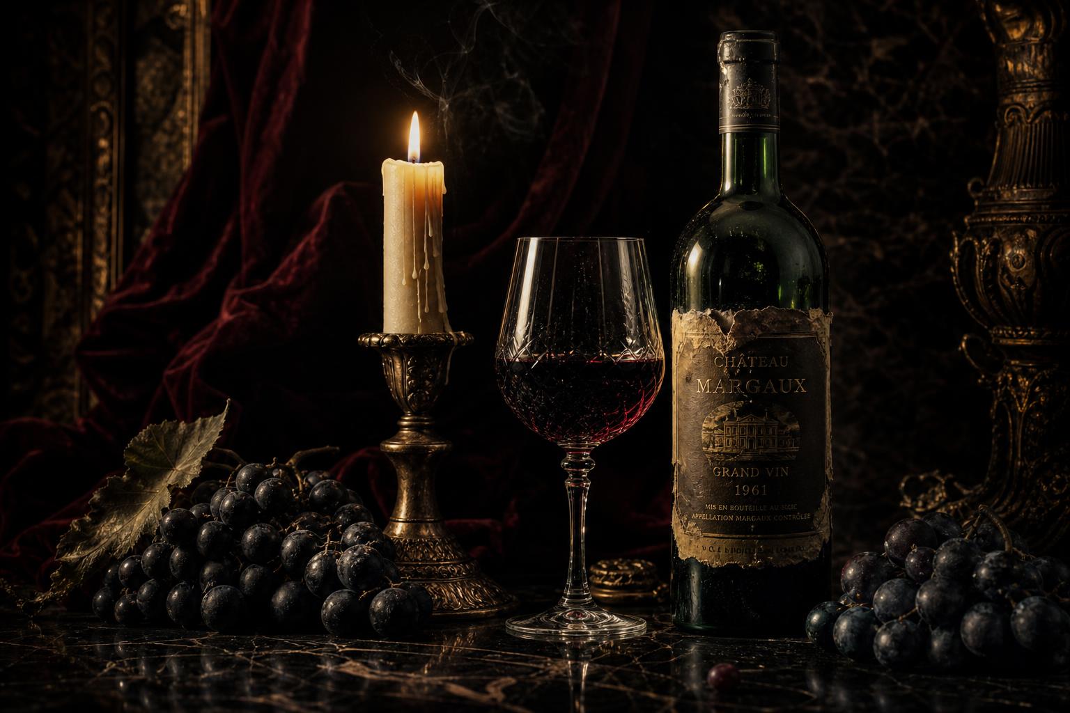 Baroque candlelit wine still life